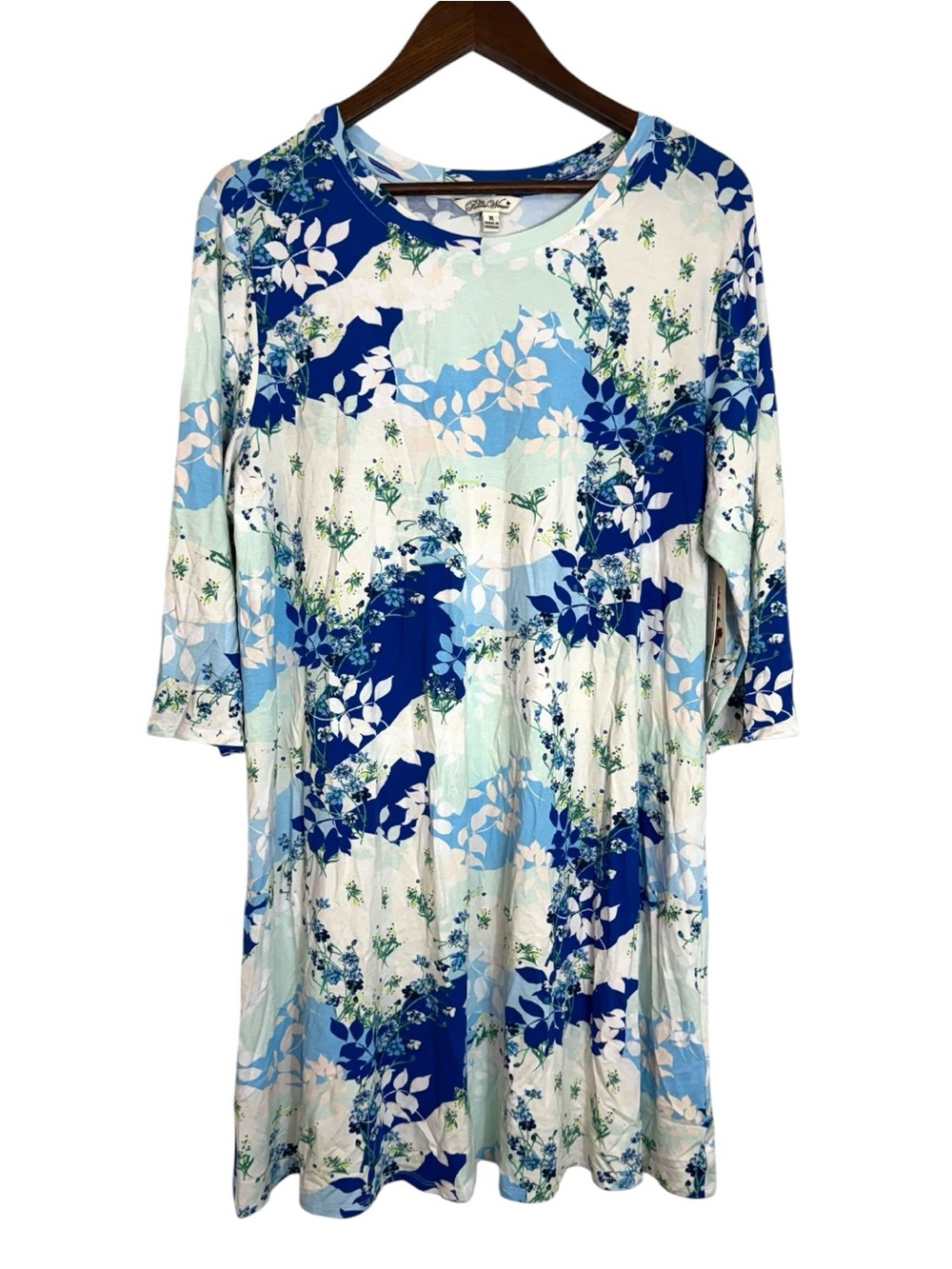 The Pioneer Woman Blue Floral Print Shirt Dress 3/4 Sleeve XL NEW